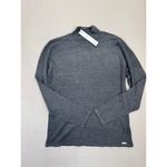 T Tahari  Womens Mock Neck Sweater Top Size L Dark Grey Soft Knit Metallic Logo Photo 6