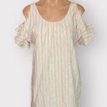 Madewell  Rose Stripe Cold Shoulder Knee Length Linen Size Small Dress Photo 0