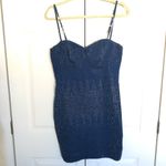 Haute Monde NWOT Dark Wash Denim Rhinestone Fitted Mini Dress Size L Photo 3