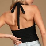 Lulus  Style Strike Black Ribbed Knit Cutout Cropped Halter Top Sz XS Photo 1