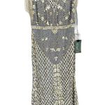 Mac Duggal  4908 Embellished Beaded Fringe Cap Sleeve Gown Platinum Gold 14 Photo 2