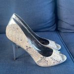 Sam Edelman Leather Snakeskin Print w/ 4 1/2” Silver Heels and Accents. Size 9 Photo 0