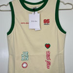 With Jean With Jéan A-League Tank in Cream with Green Trim Size Small NWT Photo 0