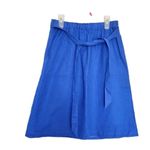 J.Crew  Blue Skirt Pleated Elastic Waistline Sz XS Linen Blend Minimalist Coastal Photo 3