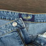 Vintage Y2K Angels Mini Denim Skirt w/ Pink Ruffle Trim Blue Size 28W Photo 2