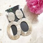 Creamy Beige Marbled Resin Drop Earrings Tan Photo 0