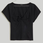 Madewell NWT  Twist Front Seamed Poplin 100% Cotton Top Black Women Size 2 Photo 0