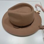 Anthropologie  100% Wool Felt Hat Fedora Adjustable in Taupe Brown Photo 0