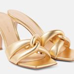 Gianvito Rossi Amour 85 Metallic Leather Mules Gold Silk Size 9.5 US 40 EU NIB Photo 0