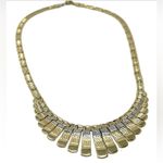 Solid 14K yellow gold Egyptian revival fringe bib necklace, vintage Photo 7