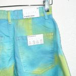 We Wore What  Tie Dye Green And Blue High Rise Raw Hem Flare Bell Shorts Photo 7