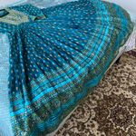 Teal Blue Embroidered & printed Anarkali Long Kurta Kurti Flare Fairy New Size XL Photo 6