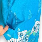 Vintage Anthony Richards Dress MuuMuu Cerulean Blue Tropical Print Flower Detail Size M Photo 4
