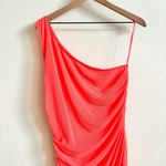 Anthropologie One Shoulder Coral Ruched Body Con Mini Dress Women’s Large NWT Photo 2