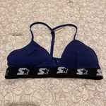 Starter  Women’s Navy Blue Racerback Bra with Black Patterned Band Size Medium Photo 3