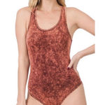 Zenana  Mineral Wash Racerback Tank Bodysuit Photo 0