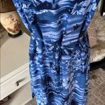 Big Dogs Big dog Vtg 80’s 90’s blue tropical Hawaiian print shift dress M Photo 9