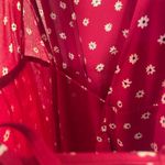 Rails Koreen Wrap Dress Women's L Red Wildflower Floral Short Sleeve Ruffle Hem Photo 5