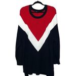 EXPRESS Red White Black Heavyweight Knit Oversized Tunic Sweater Photo 0