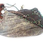 Mary Frances Paisley Embellished Beaded Leather Mini Bag Chain Strap Purse Brown Photo 5