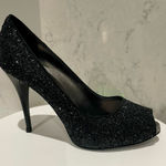 Giuseppe Zanotti Black Sparkle Peep Toe Heels Sz 39.5 Photo 0