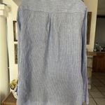 Nicole Miller original  women’s up down nautical  100% linen striped shirt XL Photo 7