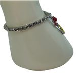 Boutique New NWT Silver-Tone Red Yellow Pineapple Rhinestone Beaded Stretch Bracelet Photo 6