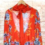 Free People | Summer Red Orange 2 AM Floral Mini Dress High Neck Scoop Back Photo 11