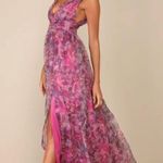 NWT Lulus women’s maxi organza dress gown. Size medium Purple Photo 0