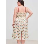 Cider  Curve 2X Midi Slip Dress Floral V Neck Lace Trim Smocked Cream Red Blue Photo 2