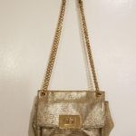 Michael Kors 💕💕 Lizard Embossed Leather Turnlock Crossbody Bag ~ Metallic Gold Photo 2