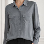 Equipment  Slate grey silk button blouse Photo 0