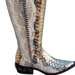 Donald Pliner Western Hand Painted Python Metallic Leather Boot Shoe NIB $1500 Gold Size 5 Photo 4