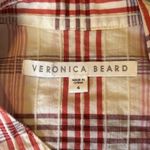 Veronica Beard  Della Plaid Ruched Dress‎ White Pink Tie Front Shirt Dress Size 4 Photo 6
