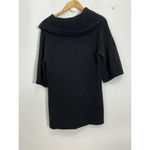 Elle Womans  Black Short Sleeve Cowl Neck Open Knit Semi Shear Large Sweater Photo 1