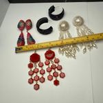 Large Dangle Drop & Hoop Statement Pierced Earrings Lot Of 4 Some Handmade Photo 10