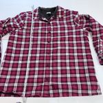 LL Bean Pink Plaid Fleece Lined‎ Flannel Shirt Jacket Shacket Size LARGE Photo 7