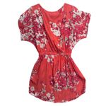 EXPRESS Short Orange Floral Dress Womens Size Small Dolman/Flutter Sleeve Photo 3