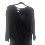 Chico's Travelers Women's Size 3 Large Black Slinky Wrap Midi Dress Photo 1