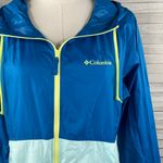 Columbia Windbreaker Lightweight Full Zip Blue Green Yellow-Medium Photo 0