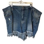 Good American  Women's Blue Denim Fringe Hem Shorts Size 28 PLUS Size Casual Photo 0