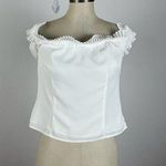 About Us  White Ruffle Crop Blouse Photo 0
