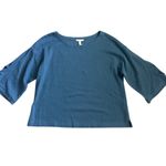 Eileen Fisher Diagonal Eco Ballet Knit Box Top Blue Size Large Photo 3