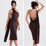 House Of CB  Angelina Asymmetric Halter Midi‎ Dress size S NWOT Photo 7