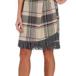 For Cynthia  Skirt Wool Blend Faux Wrap Fringe Plaid Business Casual Office Large Photo 0