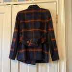 CAbi Checkmate Blue & Orange Plaid Double Breasted Textured Blazer Jacket Small Photo 3
