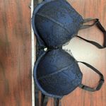 Victoria's Secret Victoria’s Secret Front Closure Push Up Bra Blue with Black Lace Size 36B Photo 6