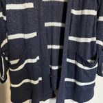 Splendid Navy Blue White Striped Nautical Knit Pocket Cardigan Photo 2