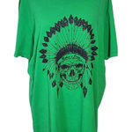 Robin's Jean Green Graphic Tee with Sparkly Skull Design NWT Size XL Green Tee Photo 0