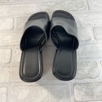 Ann Taylor Slides Women 10 Black Leather Platform Wedge Open Toe Chunky 90s Y2K Photo 4